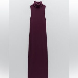 Zara High Neck Sleeveless Plum Dress
